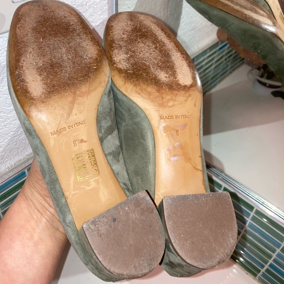 EVERLANE The Italian Leather Day Heels Sage Suede SZ: 8 - Picture 7 of 10